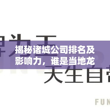 揭秘諸城公司排名及影響力，誰是當(dāng)?shù)佚堫^企業(yè)？