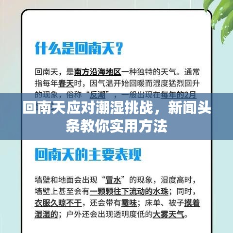 回南天應(yīng)對(duì)潮濕挑戰(zhàn)，新聞?lì)^條教你實(shí)用方法